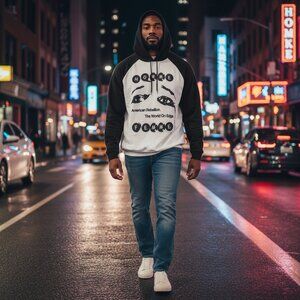 Homme Femme Black and Gray Graphic Hoodie